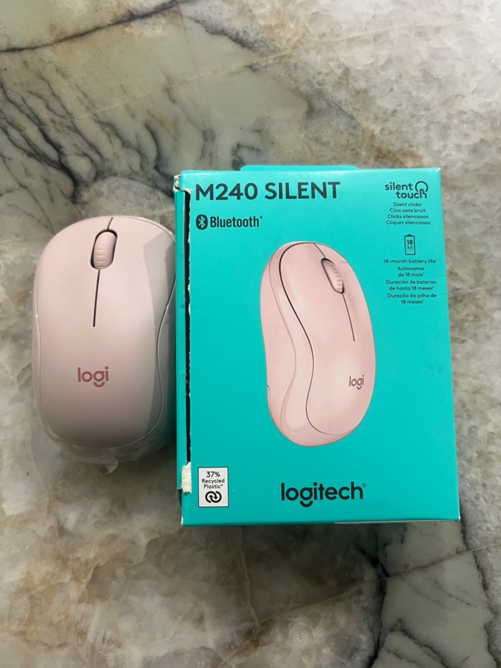 Logitech M240 Silent Bluetooth Wireless Mouse - Light Pink